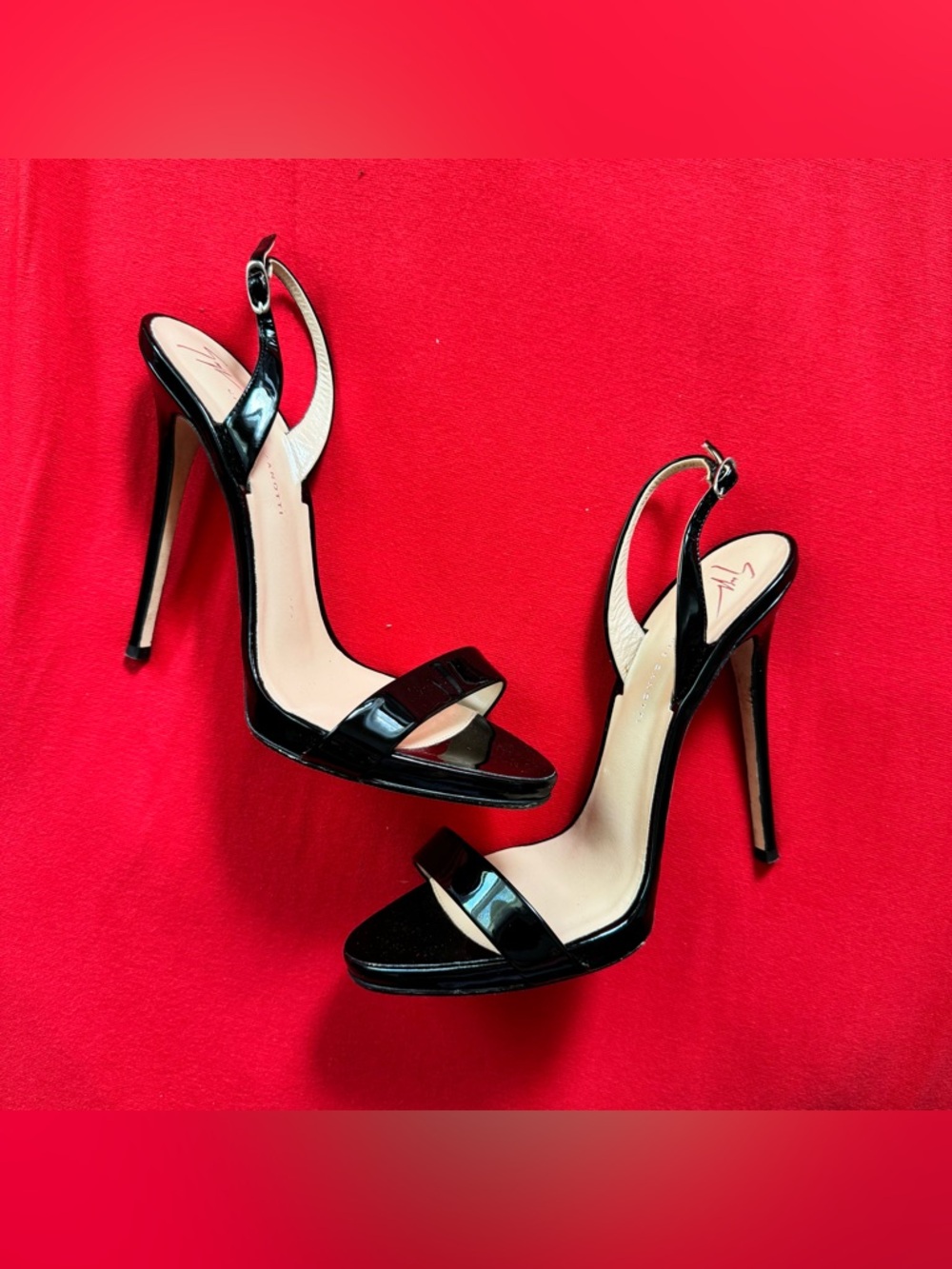 Giuseppe Zanotti Sophie Black Patent High Heel Slingback Sandals